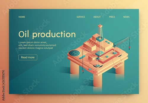 Illustration is Written Oil Production Isometric.