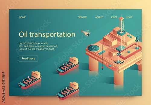 Lettering Oil Transportation Vector Illustration.