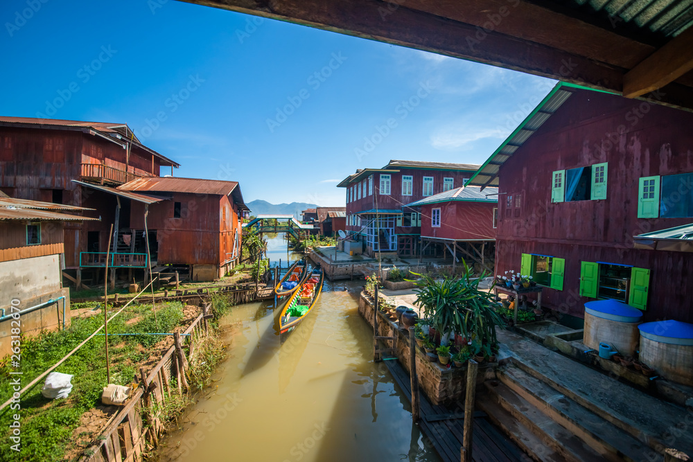 Strolling by boat in Inle Lake, Myanmar. Strolling by boat in Inle Lake, Myanmar.