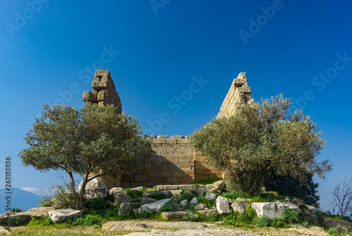 Herakleia at Latmus (Latmos) view of Athena Temple. Bafa Lake, Milas, Turkey. Besparmak Mountains photo