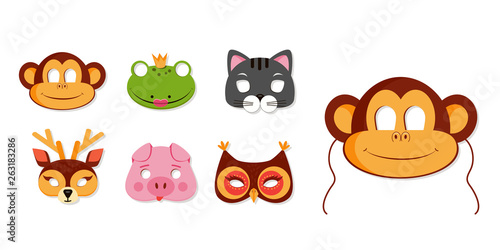 Mask of animals for kids birthday or costume party vector illustrations
