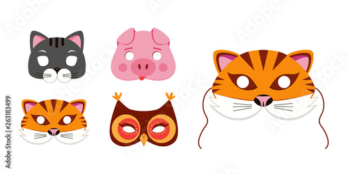 Mask of animals for kids birthday or costume party vector illustrations