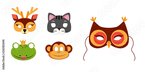 Mask of animals for kids birthday or costume party vector illustrations