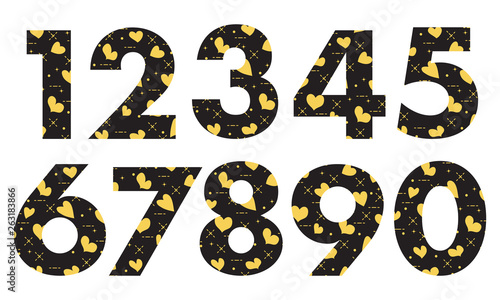 Arabic numerals with hearts.
