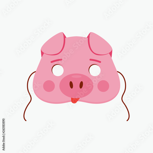 Mask of pig animal for kids birthday or costume party vector illustrations