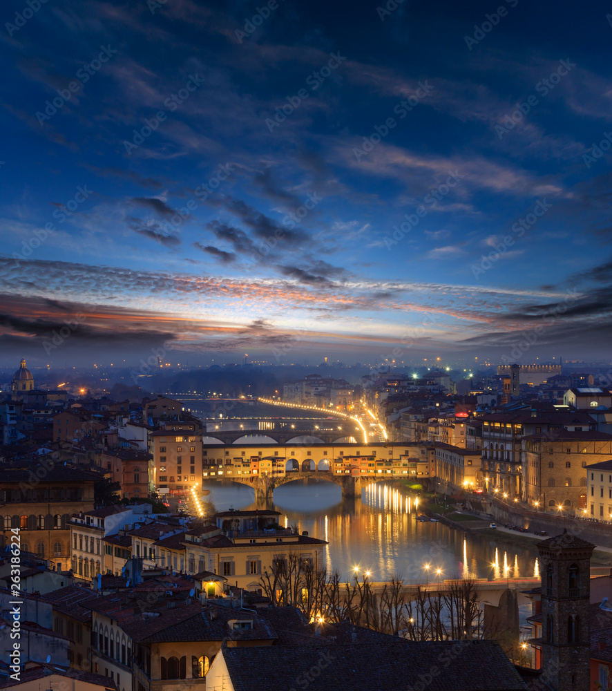 Fototapeta premium Evening Florence top view, Italy