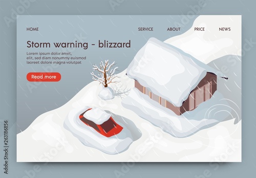 Vector Illustration Storm Warning Blizzard 3d.