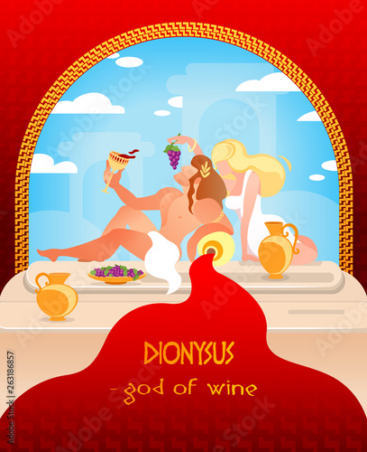 Old Greek Mythology Written Dionysys God of Wine. 