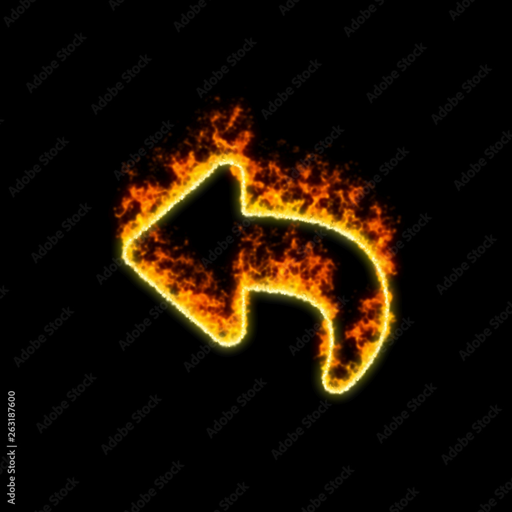 The symbol reply burns in red fire