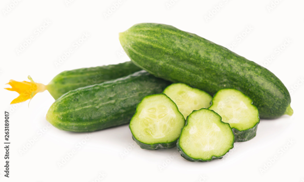the cucumber slicedon white background clipping path the cucumber slicedon white background clipping path