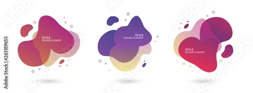 Set of abstract modern graphic elements. Dynamical colored forms and line. Gradient abstract banners with flowing liquid shapes. Template for the design of a logo, flyer or presentation. Vector