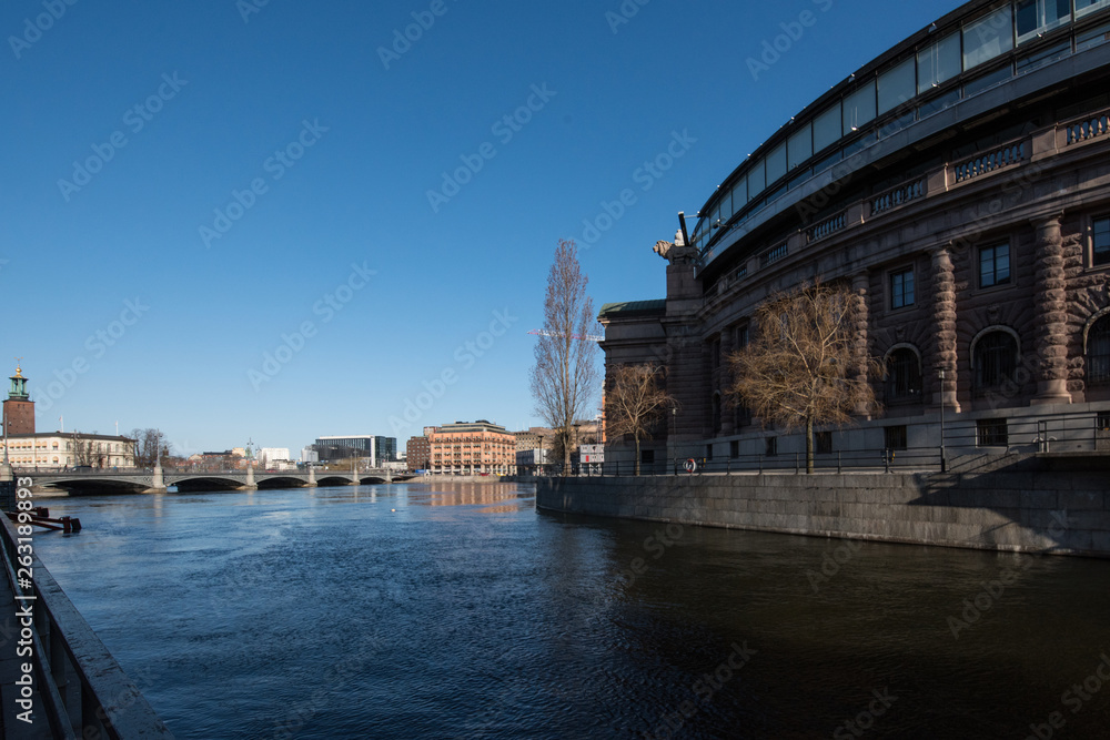 Naklejka premium An sunny spring day at the government centre in Stockholm