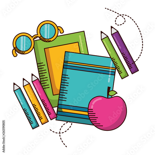 books eyeglasses apple school supplies