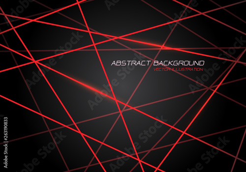 Abstract red line light laser cross overlap on dark grey design modern technology futuristic background vector illustration.