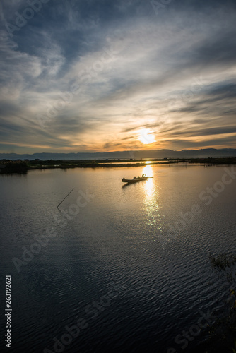 Strolling by boat in Inle Lake  Myanmar.