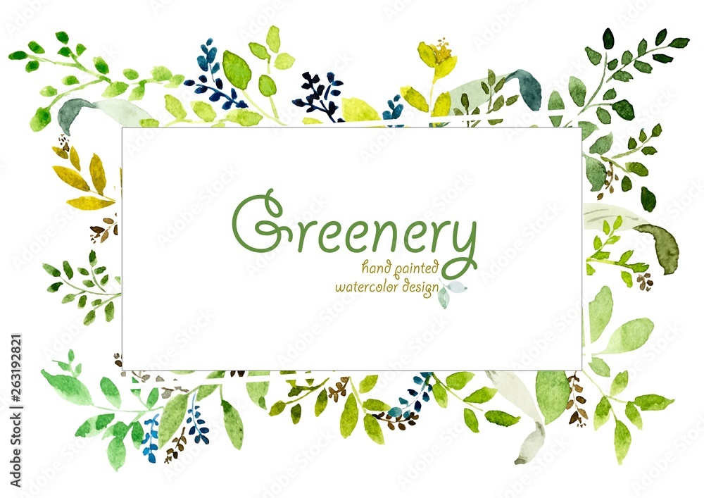 Watercolor hand painted greenery design.