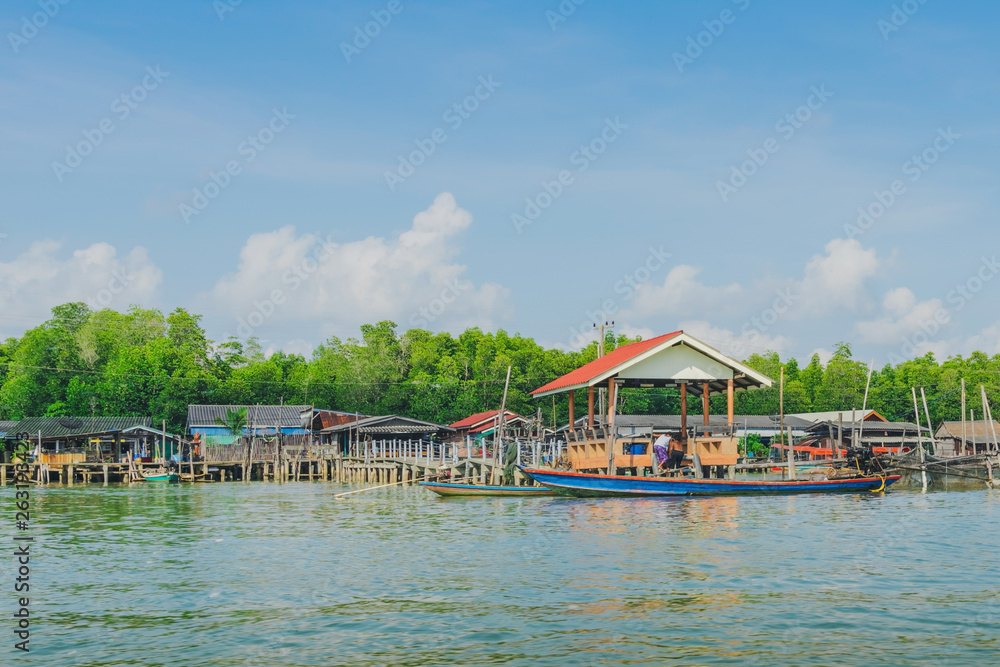 Unseen in Thailand. Scenery of Fishing village (The No-Land Village) at Bang Chan, Khlung, Chanthaburi, Thailand.
