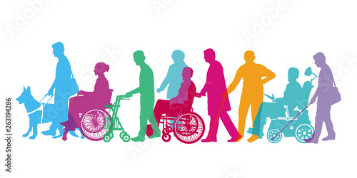 Behinderte  Personen mit Gehhilfen, Isoliert
