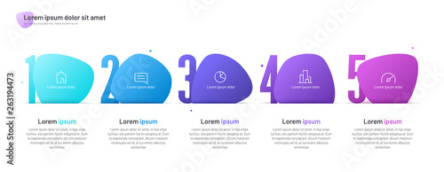 Vector infographic template composed of five numbered abstract shapes