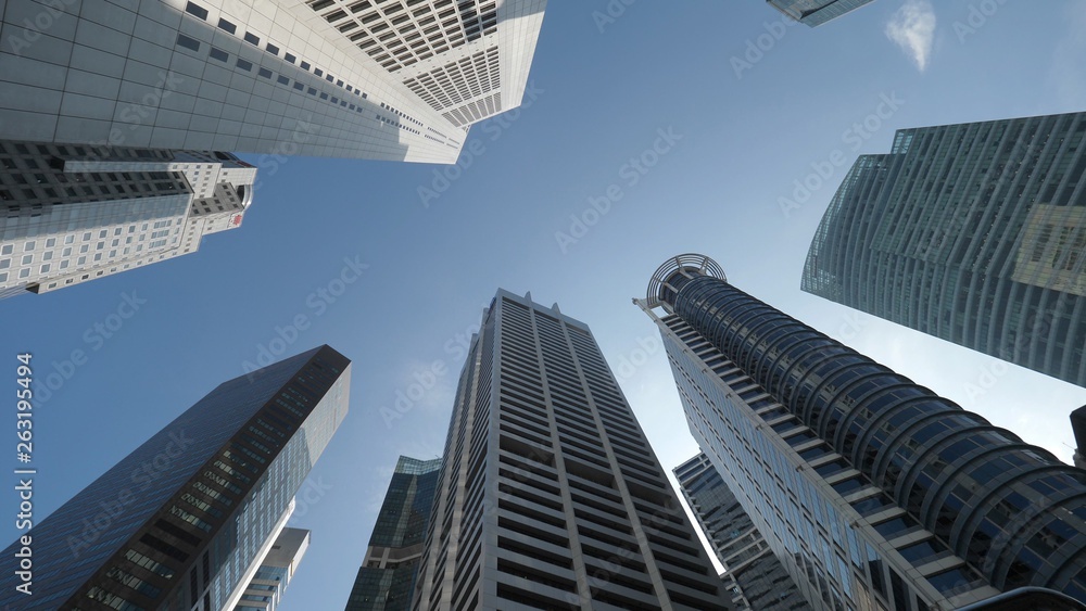 Up view of business financial skyscrapers