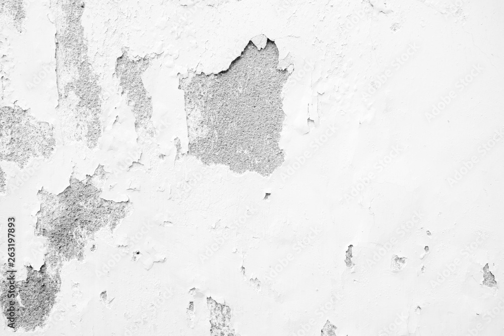 White Peeling Painted on Concrete Wall Texture Background.