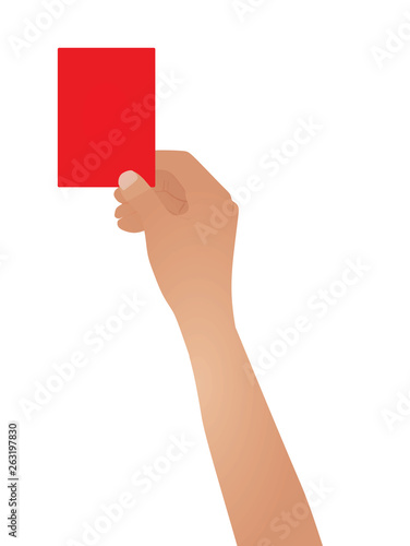 Hand holding red card. vector illustration