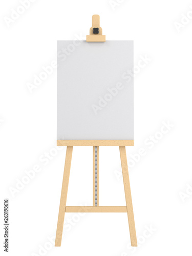 Empty wooden easel (empty canvas) isolated on white