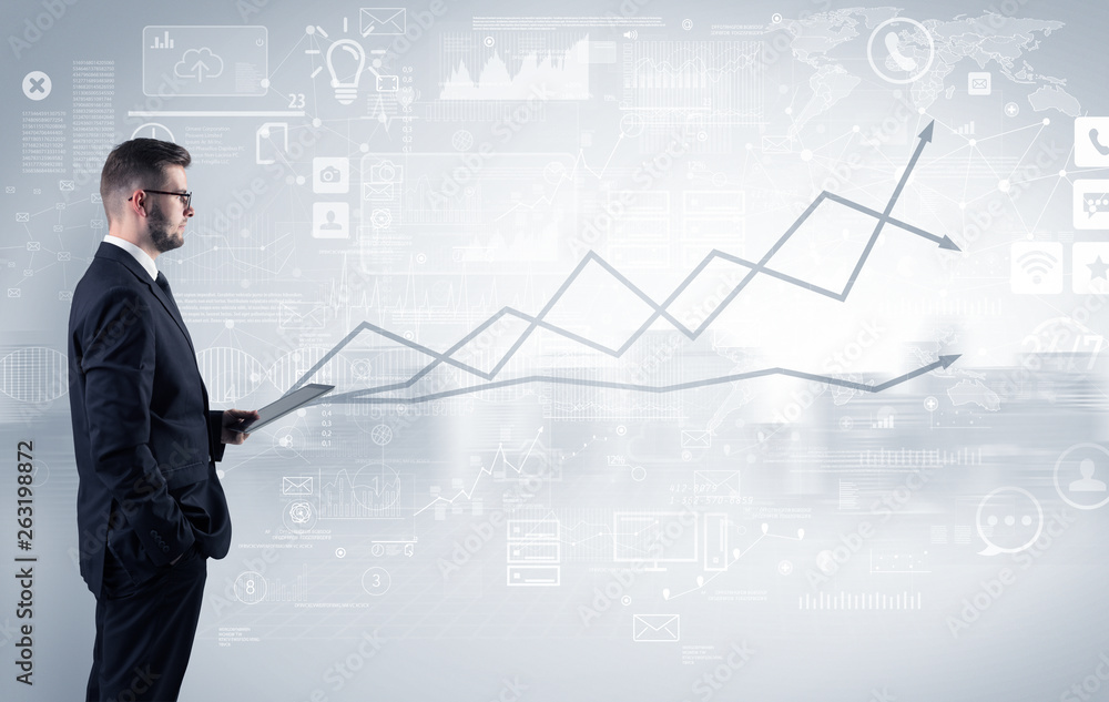 Adviser standing and presenting economical results of a global company
Adviser standing and presenting economical results of a global company