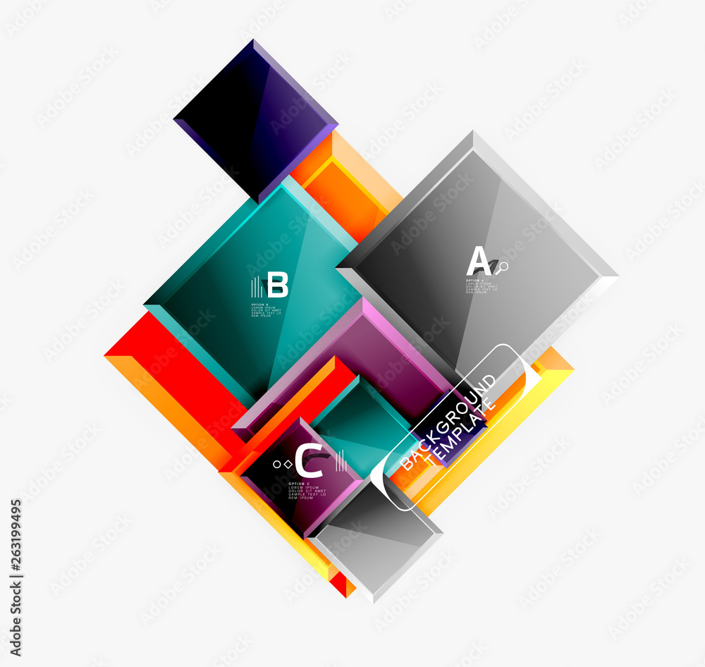 Obraz premium Geometrical design squares abstract banner, glossy shiny effects