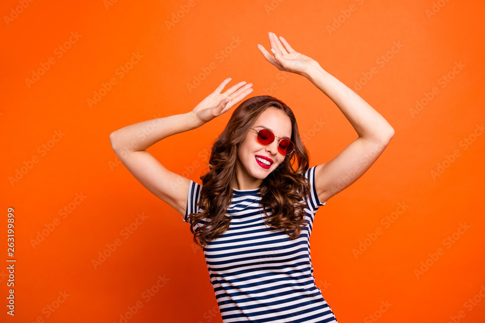 Closeup photo studio portrait of charming dreamy nice positive elegant with brown hairdo she her lady having rest relax in eyeglasses eyewear isolated vivid background Closeup photo studio portrait of charming dreamy nice positive elegant with brown hairdo she her lady having rest relax in eyeglasses eyewear isolated vivid background