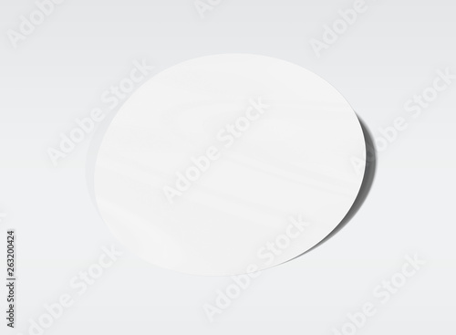 Rounded shaped sticker mockup isolated on white 3D rendering