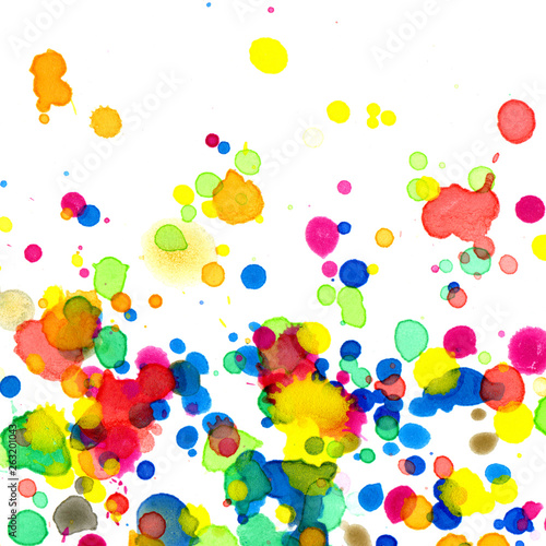 Colored splashes in abstract shape, painting background