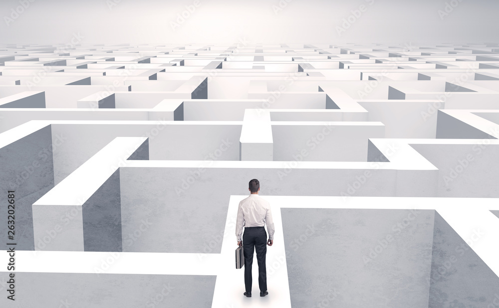 Small businessman in a middle of a huge maze
Small businessman in a middle of a huge maze