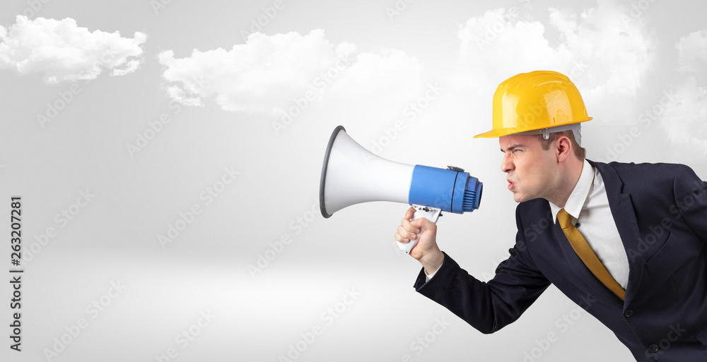Young supervisor architect yelling to far big city panorama
Young supervisor architect yelling to far big city panorama