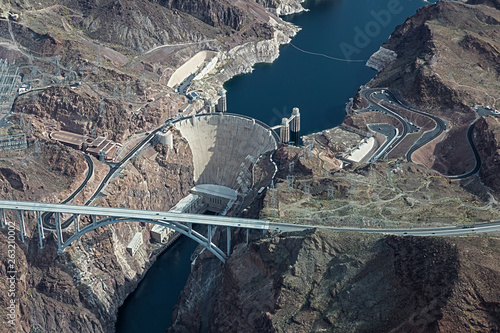 Hoover Dam, Colorado River, aerial view