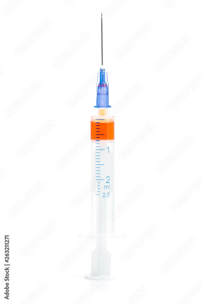 Syringe with injection isolated Syringe with injection isolated