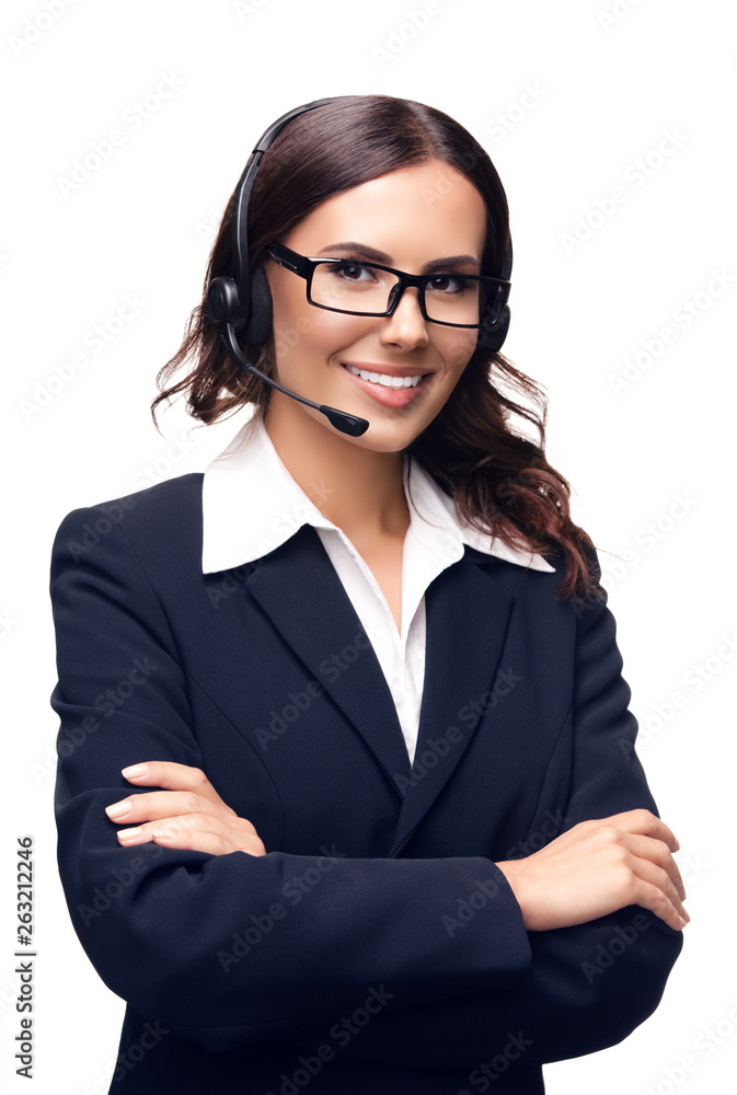 Portrait of customer support phone operator Portrait of customer support phone operator
