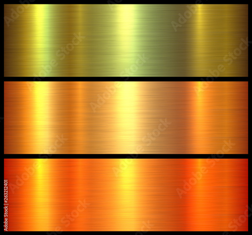 Metal textures orange gold brushed metallic background