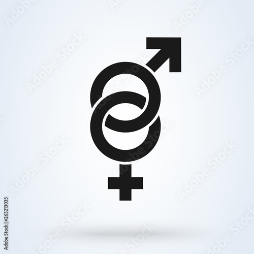 Heterosexual gender symbol icon vector, male and female flat sign, solid pictogram isolated on white