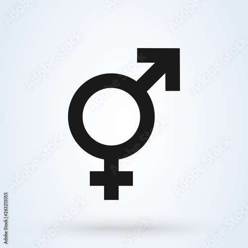 Heterosexual gender symbol icon vector, male and female flat sign, solid pictogram isolated on white