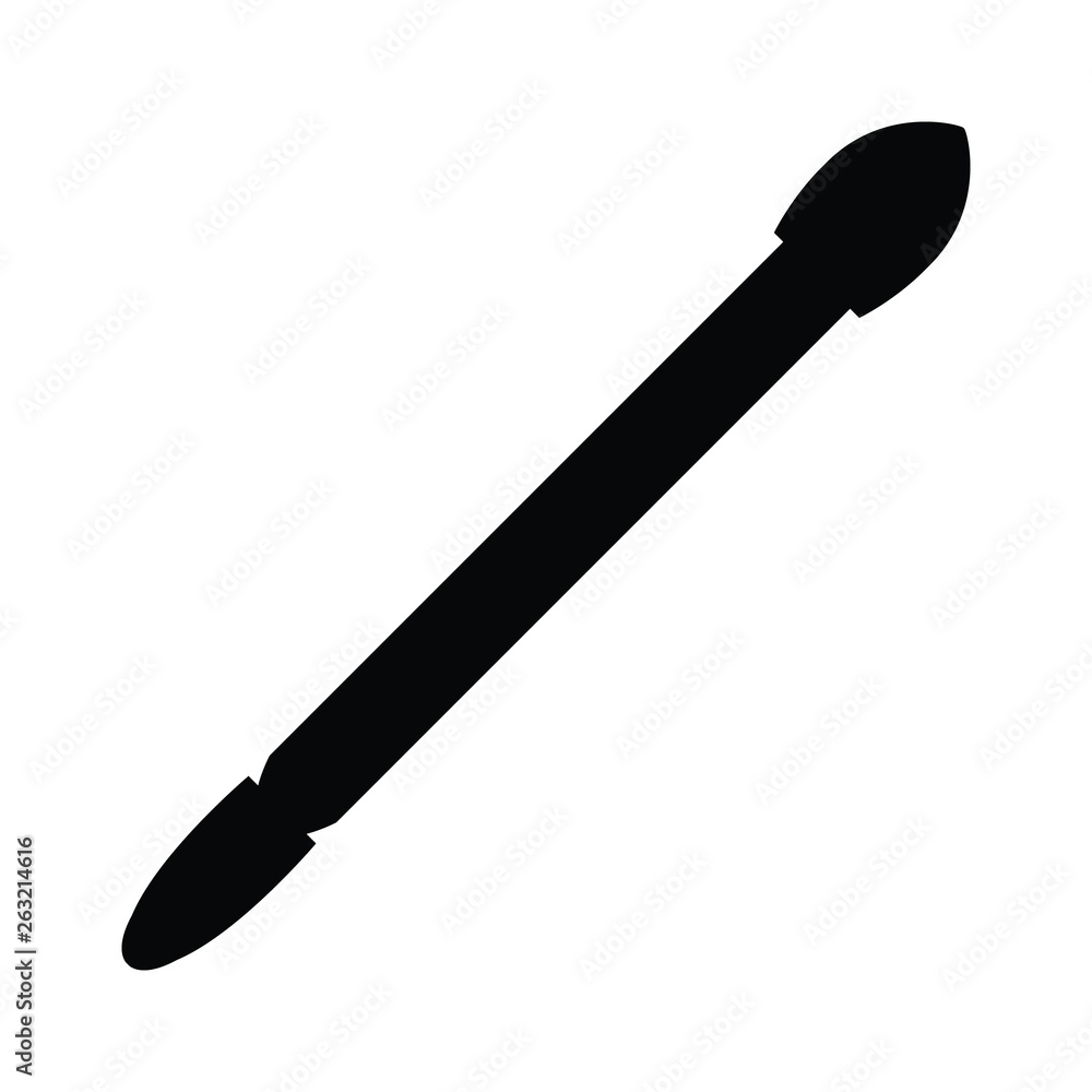 A black and white vector silhouette of a makeup brush A black and white vector silhouette of a makeup brush