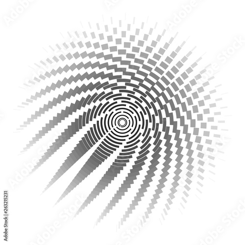 Round wireframe a grid of lines and stripes on a white background Polygon circle pattern design element Abstract graphic round grid of radial lines Modern cyber technology geometric background Vector