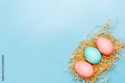 lots of Easter eggs on paper background