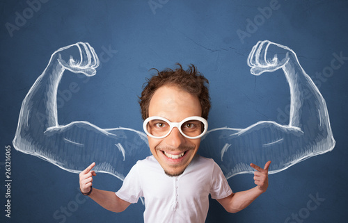 Photos Big head on small body dreaming about being strong