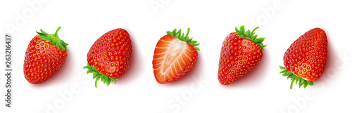 Strawberry isolated on white background with clipping path, top view photo