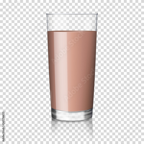 Chocolate milk, cocoa in a glass, isolated.
