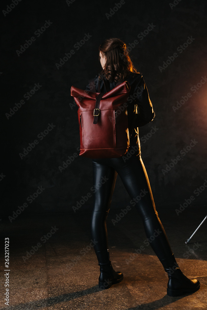 Backpack on the model, a young girl Backpack on the model, a young girl