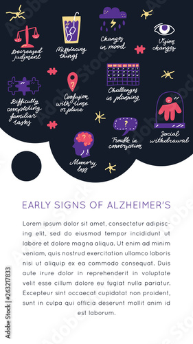 Alzheimer's early signs vector set