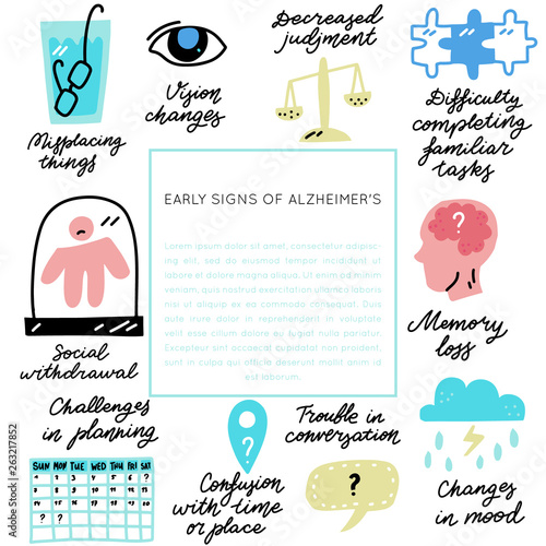 Alzheimer's early signs vector set