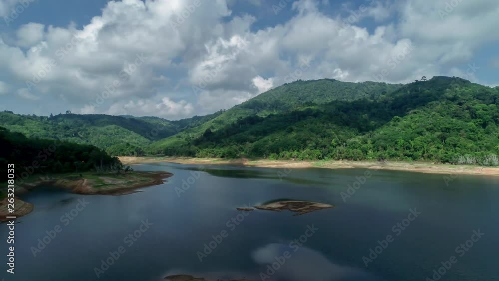 Drone Hyperlapse of scenery green forest and lake,Aerial view drone flying timelapse shot Drone Hyperlapse of scenery green forest and lake,Aerial view drone flying timelapse shot